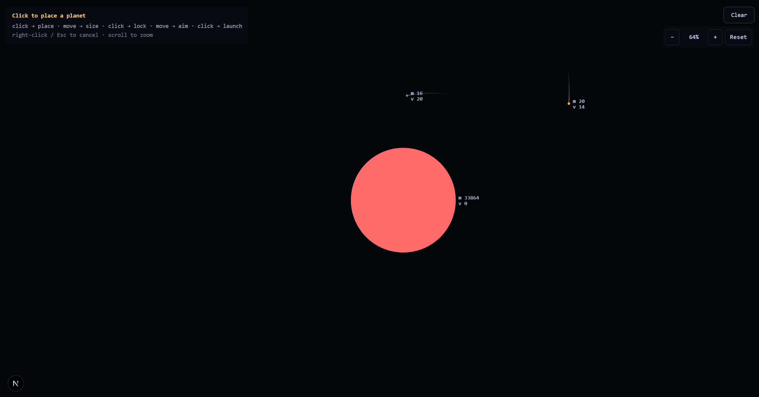 The first closed two-body orbit plotted by the engine.