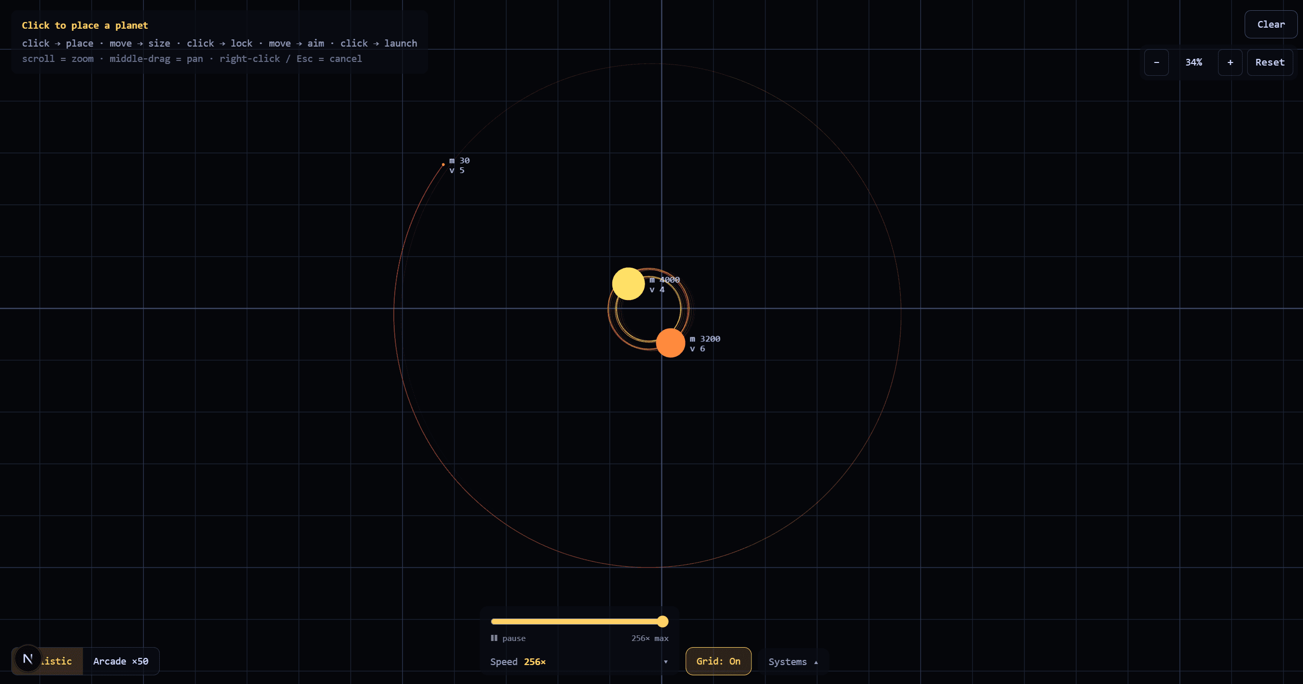 A system being exported, with its serialised body list beside the running simulation.